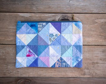 big scrappy patchwork zipper pouch