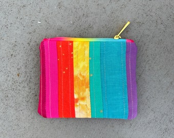 rainbow patchwork zipper pouch