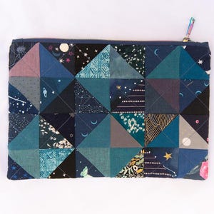 big scrappy patchwork zipper pouch