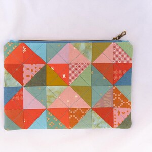 big scrappy patchwork zipper pouch