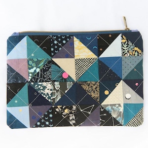 big scrappy patchwork zipper pouch
