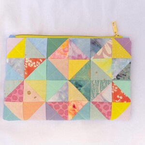 big scrappy patchwork zipper pouch