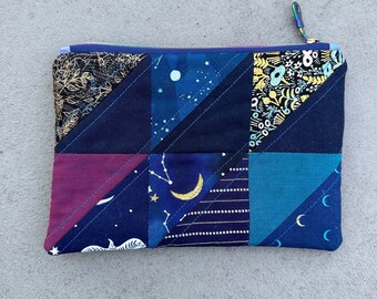 bolso con cremallera de patchwork de estrellas