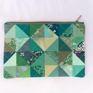 big scrappy patchwork zipper pouch