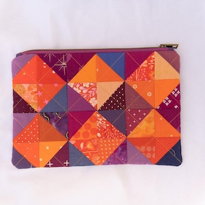 big scrappy patchwork zipper pouch