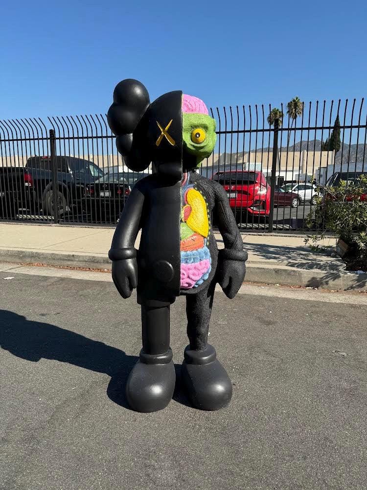 Kaws Figures Kaws Sculpture Chrome Gold With Red Metallic Accents