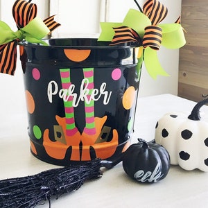 Personalized Witch Boot Trick or Treat Bucket: Halloween Candy Pail