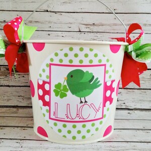 Personalized St. Patrick&#39;s gift pail | metal gift bucket