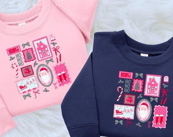 Personalized Youth & Toddler Christmas Sweatshirt | Santa Holiday Crewneck for Girls