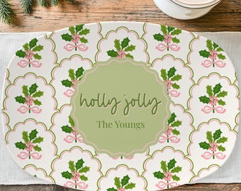 Holly Jolly Christmas Platter – Personalized Holiday Serving Tray