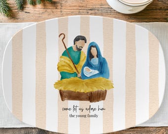 Nativity Christmas Platter – Come Let Us Adore Him Personalized Tray