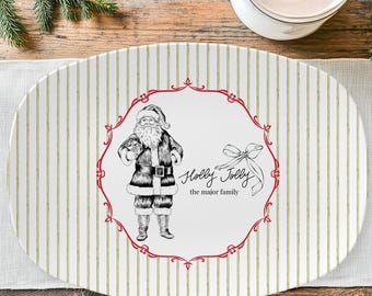Holly Jolly Santa Platter – Personalized Vintage Inspired Christmas Tray