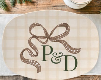 Custom Ribbon Monogram Platter – Personalized Holiday Serveware