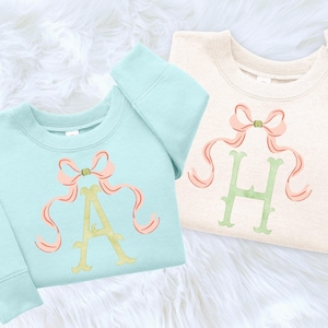 Monogram Bow Sweatshirt for Girls | Custom Initial Crewneck