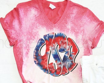 USA Tie Dye Bleached Shirt, Patriotic Bleached Tee, July 4th Independence Day T-Shirt