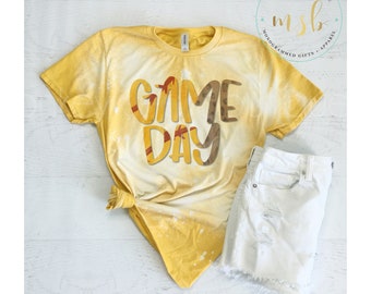 Bleached Shirt, Softball Game Day, Mustard Heather, Leopard Print Game Day, Sports Mom