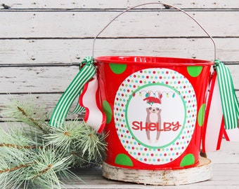 Personalized Sloth Christmas Bucket | Christmas Decor | Housewarming Gift | Gift Bucket