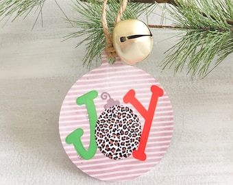 Leopard Joy Christmas Ornament, Personalized Christmas Ornament