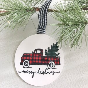 Personalized Buffalo Plaid Truck Christmas Ornament