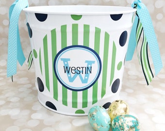 Personalized boys striped Easter basket