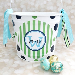 Personalized boys striped Easter basket