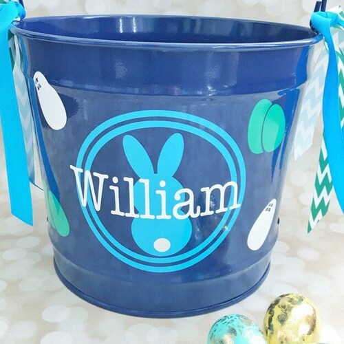 Personalized Metal Easter Bucket for Girls Easter Bunny Etsy