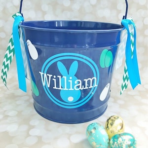 Easter Bucket For Boys, Easter Bunny Basket, Gift for Boys, Personalized Easter Pail image 1