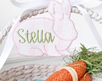 Personalized Easter Basket Tag Embroidered Bunny Gift, Heirloom Keepsake