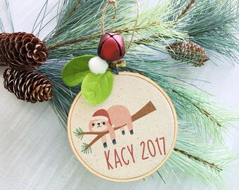 Sloth Christmas Ornament | Personalized Christmas Ornament | Name Ornament | Gift for Kids | Ornament for Kids | Holiday Ornament | Gift