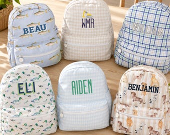 Personalized Boys Backpack: Custom Embroidered Toddler or Full Size School Bag