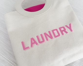 Personalized Canvas Laundry Bag, Embroidered Dorm Hamper, College Student Gift, Monogram Organization Bag