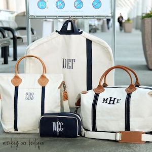 Personalized Heavy Duty Garment Bag, Custom Monogram Canvas Travel Bag for Weddings, Groomsmen, Bridesmaids, Family Trips & Weekend Getaways