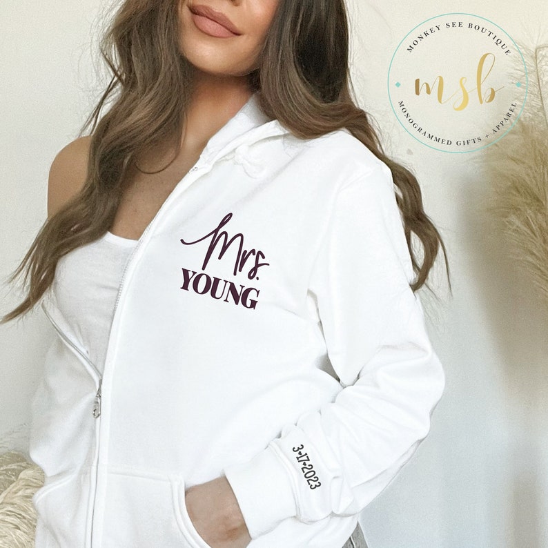 Custom Zip Up Bridal Party Hoodie Sweatshirt image 1