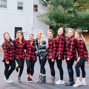 Bridal Party Buffalo Plaid Flannel Shirts - Monogrammed Flannel Shirts - Flannel Button Down - Bachelorette Party - Bridesmaid Gift