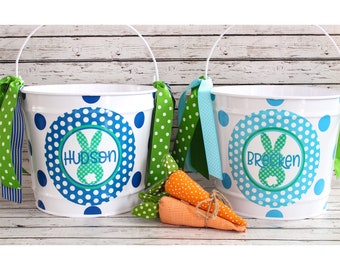 Personalized Easter boy bunny pail basket