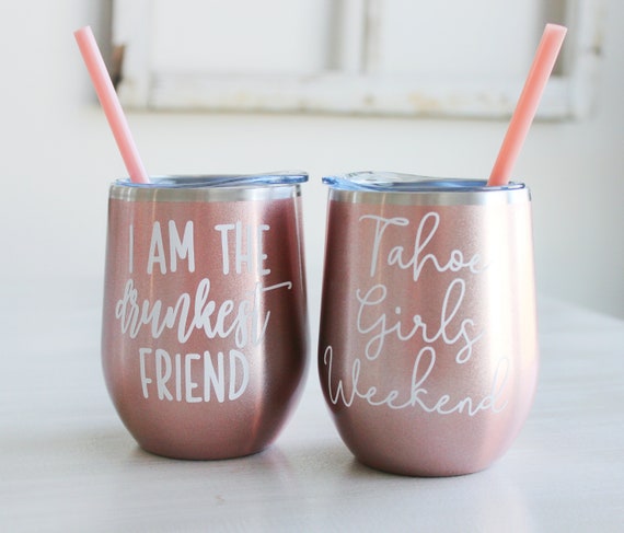 Flamingo Pretty in Pink and Ready to Drink Travel Wine Tumbler Wine w//Straw Funny Saying Gift