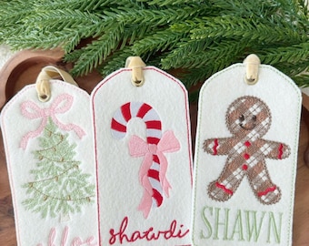 Personalized Candy Cane Stocking Tag – Holiday Keepsake Ornament