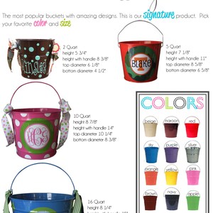 Custom 10 QUART Bucket With Stacked Name in Green and Blues - Etsy