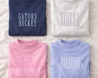 Custom Team Mockneck Sweatshirt, Embroidered Sports Mom Pullover, Personalized School Spirit Crew for Women