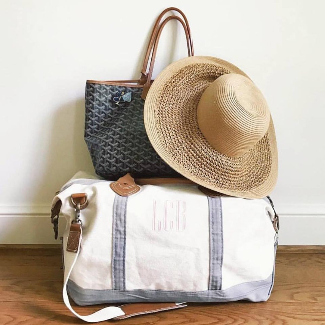 Monogrammed Canvas Overnight Duffle Bag Personalized Weekender Travel Bag Custom Gift for Bridesmaids or Graduations Etsy UK
