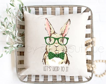 Easter Decorative Pillow Cover, Easter Pillow Cover, Personalized Pillow Cover, Bow Tie Bunny Pillow