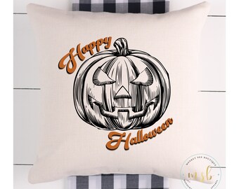 Halloween Decorative Pillow Cover, Vintage Pumpkin Pillow Cover