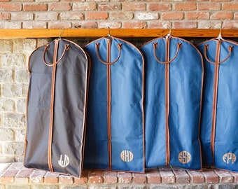 Monogrammed Hanging Bag, Groomsmen Gift, Men's Travel Suit Bag, Personalized Men's Garment Bag