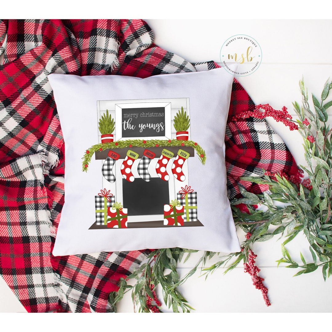 Personalized Christmas Pillow Custom Name Holiday Pillow Etsy