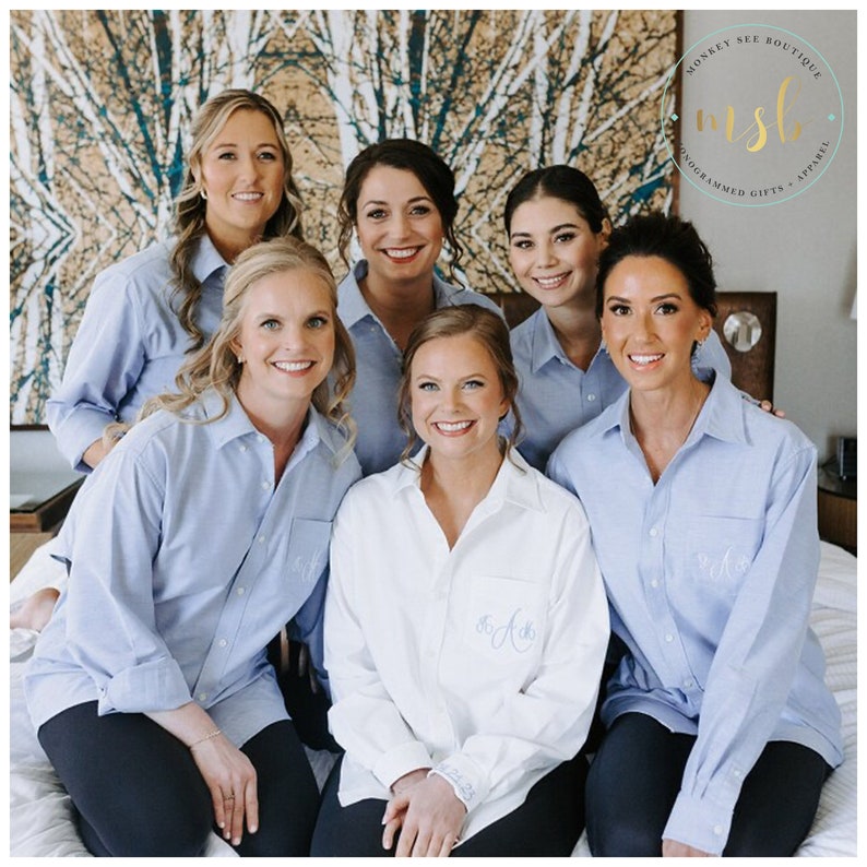 Getting Ready Shirts, Monogrammed Oxford Shirt, Bridesmaid Shirt, Bridal Party Shirt, Monogram Oxford, Getting Ready Shirt for Bridesmaids