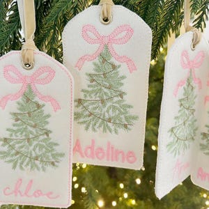 Personalized Embroidered Felt Christmas Tag – Velvet Ribbon Stocking Name