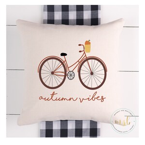 Fall Bike Pillow Cover: Autumn Vibes Poly Linen Decor