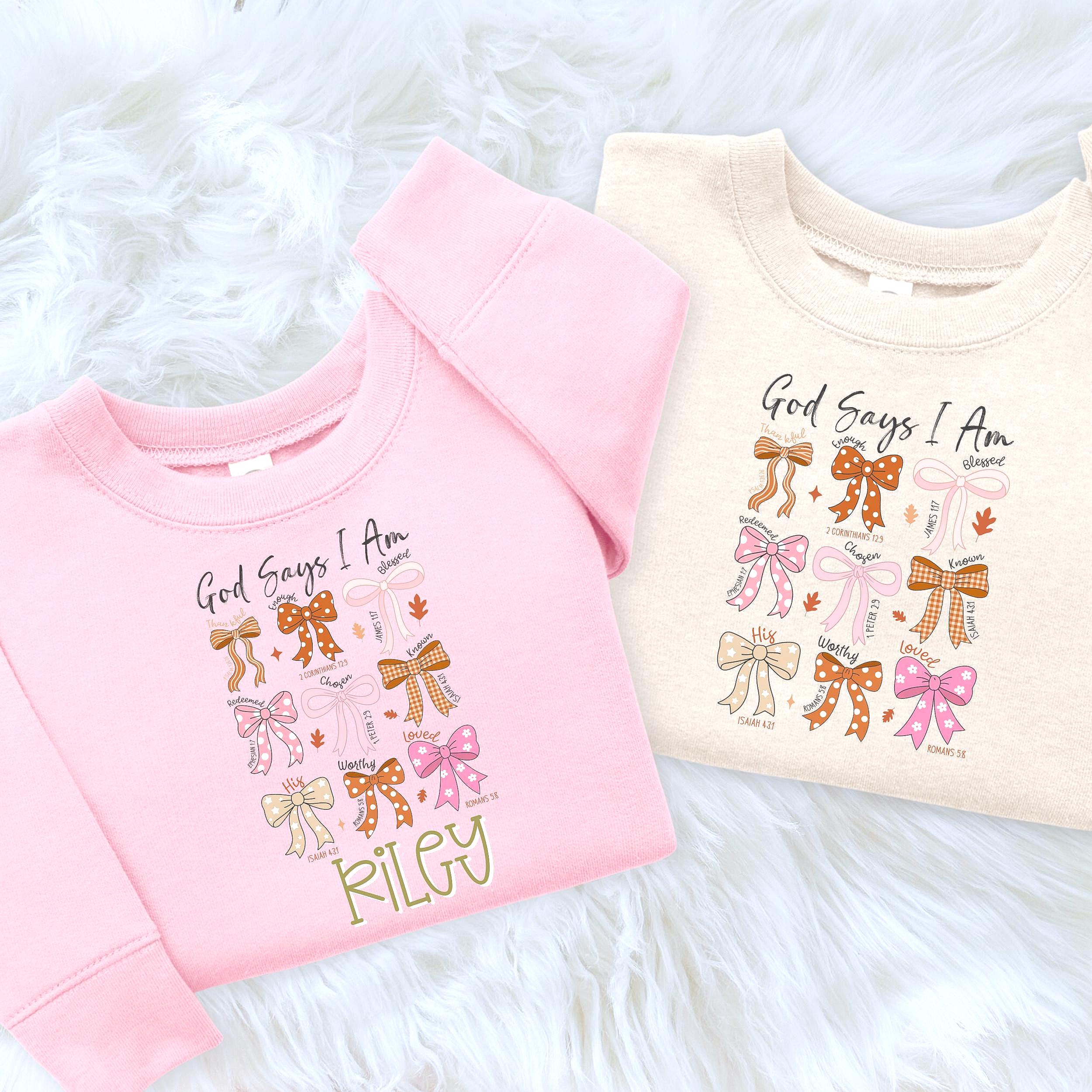 Personalized Christian Kids Sweatshirt Toddler & Youth Faith Shirt for Girls