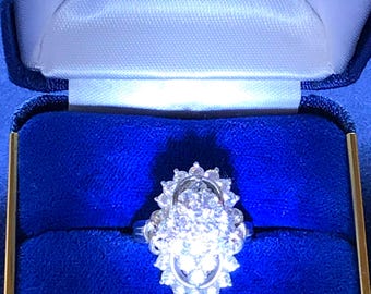 Cubic Zirconia Sterling Silver Cluster Ring, Size 6.5
