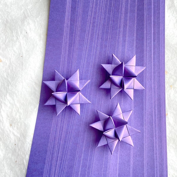 Shimmer Violet Satin~ Froebel Moravian German Star Paper Origami Ornaments Favors DIY Weaving Craft Projects (50 Strips)